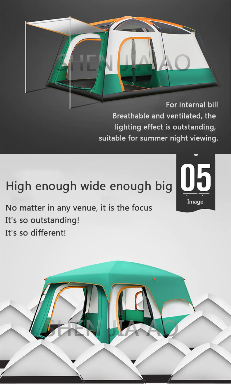 Cheap Goat Tents Outdoor Double Deck Two Bedrooms And Four Seasons Camping Waterproof Tent 8